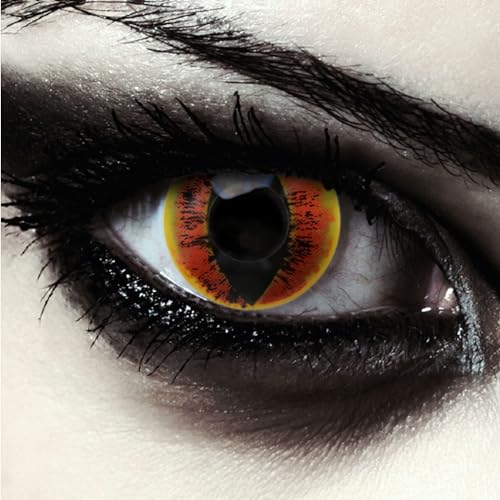 DESIGNLENSES, Farbige feurig gelbe Katzenaugen Halloween Kostüm Kontaktlinsen, 1 Paar (2 Stück),weiche Drachen Farblinsen ohne Stärke, Fire Dragon