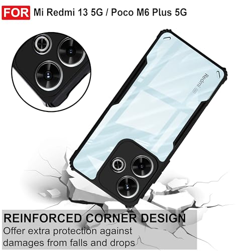 Image of Zapcase Back Case Cover for Mi Redmi 13 5G | Compatible for Mi Redmi 13 5G Back Case Cover | Clear Case with Camera Protection | (TPU + PC | Matte Black)