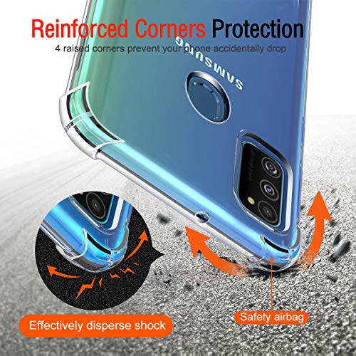Image of Lustree Back Cover Transparent Case Compatible with Samsung Galaxy M11 | Clear + TPU Case with 4 Corner Air Cushion Protection & Camera Protection | Slim& Stylus Cover