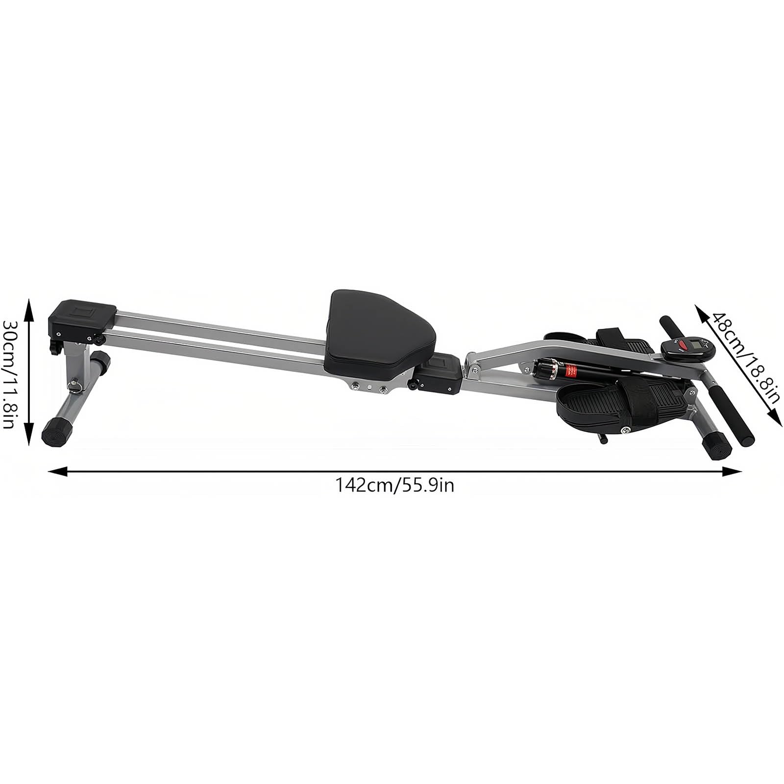 Rameur hydraulique pliable avec moniteur LED, 12 niveaux de résistance, équipement d'exercice d'intérieur pour salle de sport à domicile