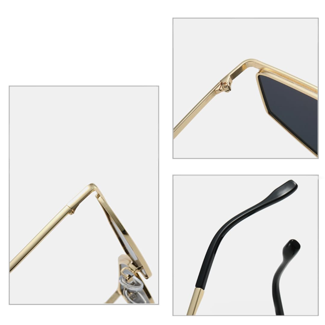 Gafas de sol de polígono de moda para mujer, gafas de sol de ojo de gato, gafas de metal UV400 para hombre