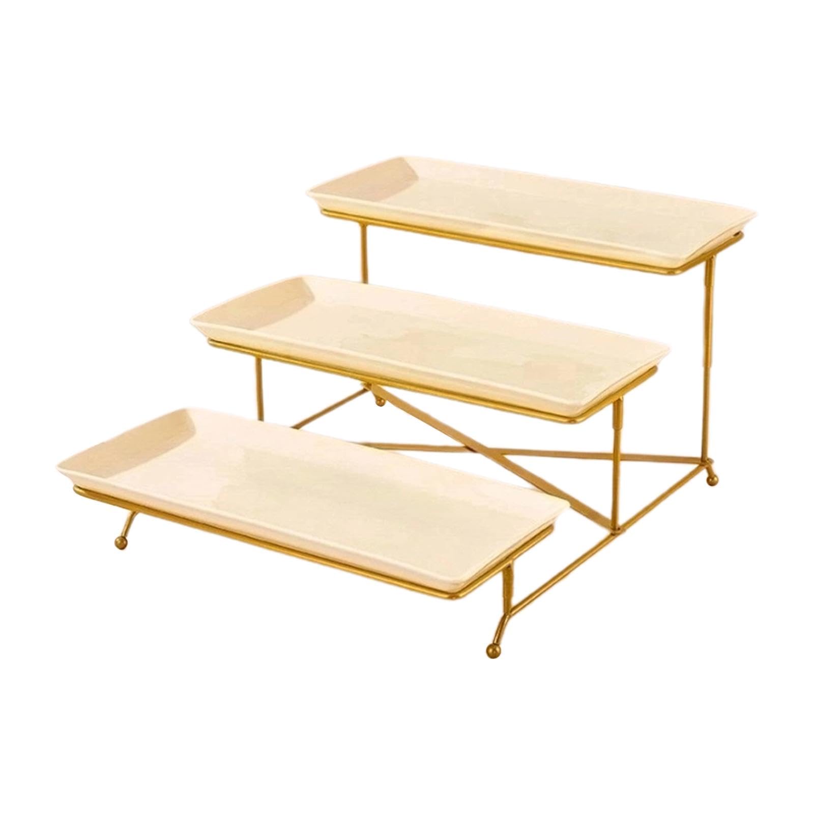 3 Tier Serving Stand Removable Table Display Set for Pastry Snacks Weddings Gold and Beige 1