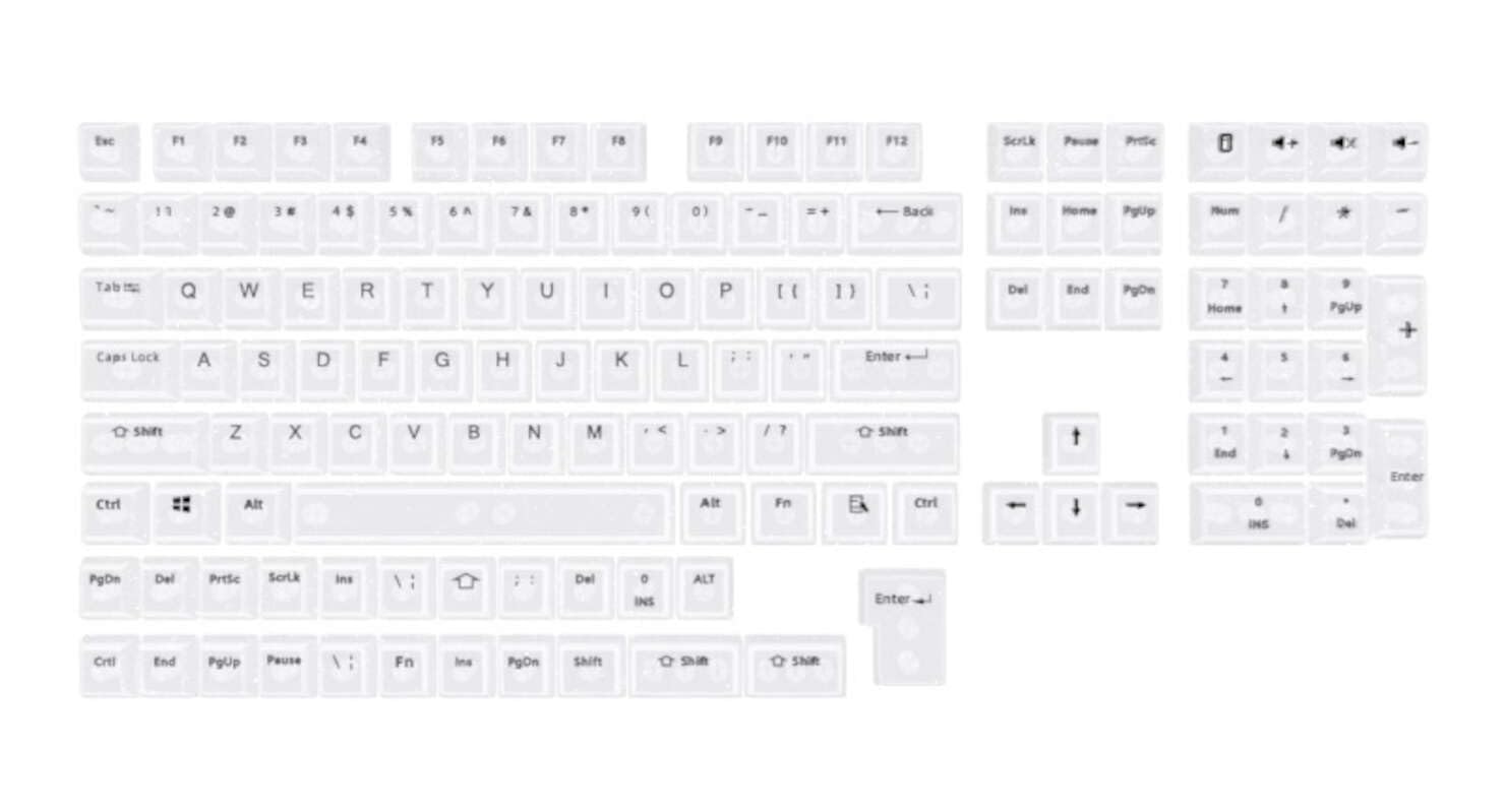 Set 132 Keycaps transparenti tasti tastiera meccanica gaming LAYOUT ANSI ABS MDA