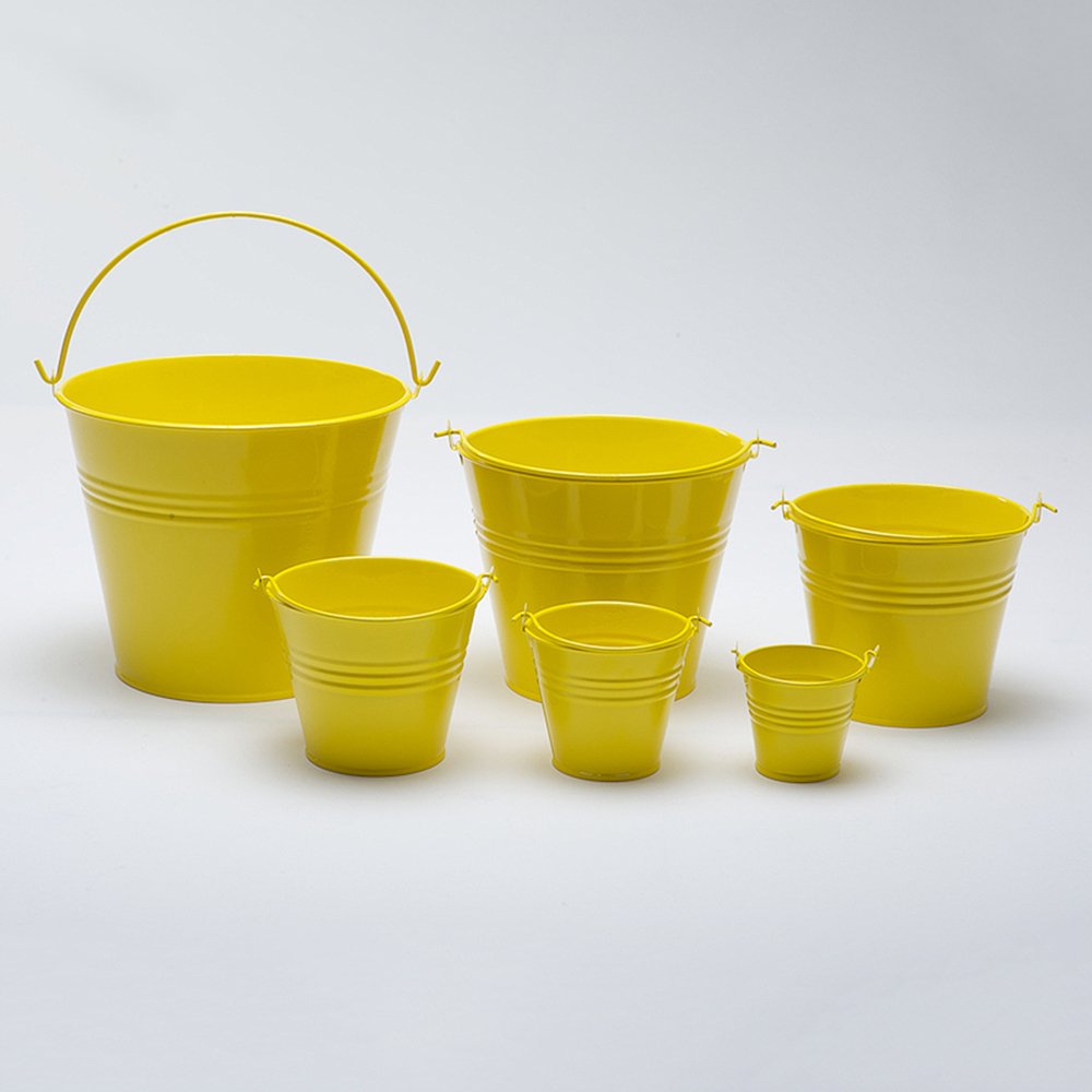 Craftmill Pack of 5 Sunshine Yellow 5.4cm (2") Metal Buckets - Pots - Planters for Sweet Tree Kits, Plants, Favours, Storage (Y9003)