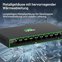 InHand Networks Gigabit PoE+ Switch 9 Port, 8X PoE+ Ports (120W Budget) + 1x Uplink, Unmanaged Netzwerk Switch, Metallgehäuse, Lüfterlos, Inkl. EU-Netzteil, Ideal für IP-Kameras & Access Points – Ansicht 8