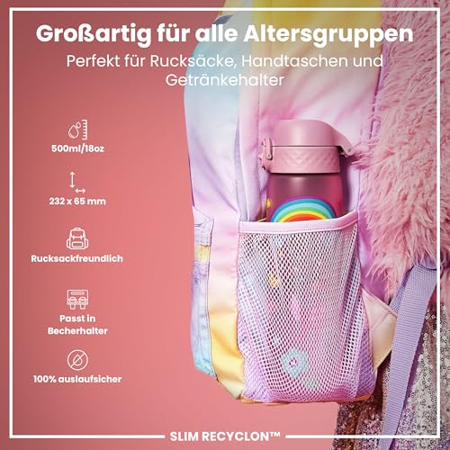 Ion8 Trinkflasche 500 ml, Auslaufsicher, Einhandöffnung, BPA-frei