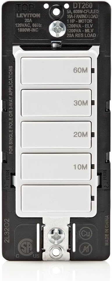 Leviton countdown switch with 4 preset timers