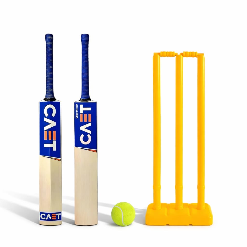 AEM® Cricket Kit with Wooden Bat, Plastic Stumps and Ball for Kids | Cricket Kit for Kids Cricket Bat with Wicket (Size 3, Age 6-10 Year)-image-2