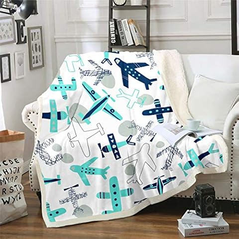 Erosebridal Kids Airplane Plush Bed Blanket Aircraft Pattern Blanket Throw 40"x50" Cover
