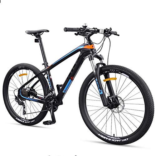 GJZM Mountainbike 27,5-Zoll-Mountainbikes für Erwachsene, ultraleichtes Mountainbike mit Carbonrahmen, Doppelscheibenbremse Männer Hardtail-Mountainbike für Frauen, Gelb, 30-Gang