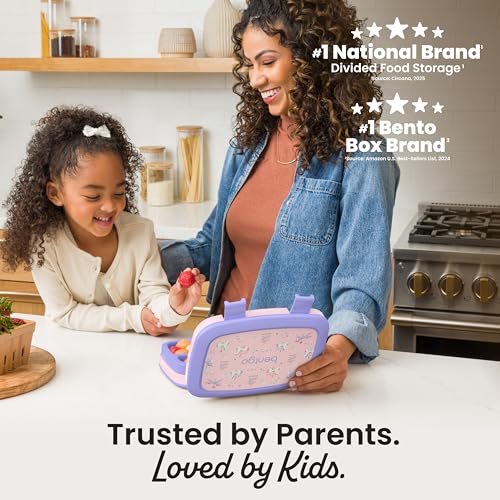 Image of Bentgo Kids Prints Leak-Proof, 5-Compartment Bento-Style Kids Lunch Box - Ideal Portion Sizes for Ages 3-7, Durable, Drop-Proof, Dishwasher Safe, & PFAS & BPA-Free Materials (Carousel Unicorns)