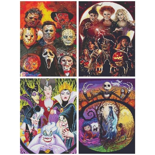 Image of JAKI 4 Pack Diamond Art for Adults-Cartoon Diamond Painting Kits for Adults Beginners,DIY 5D Full Drill Art Perfect for Gift Home Wall Decor(12x16inch)