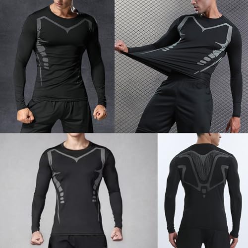 Men's Compression Shirt Athletic Sports Long Sleeve Baselayer Quick-Drying Breathable Running Shirt for Fitness 5