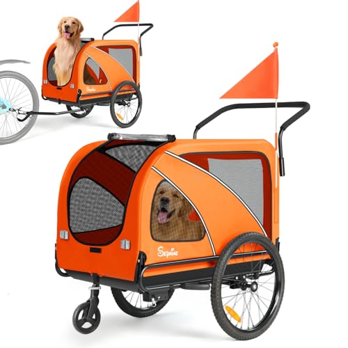 Sepnine Dog Bike Trailer, Supports up to 88 lbs, 2-in-1 Pet...