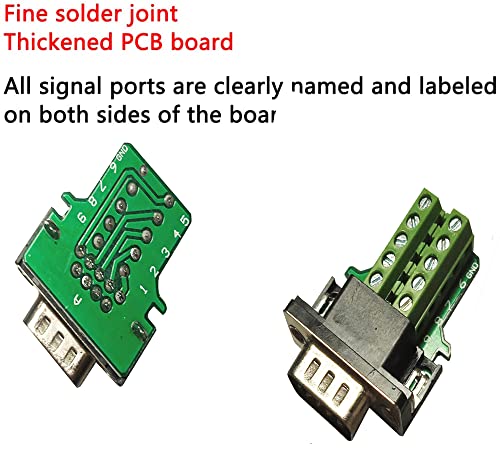 SHANFEILU DB9 Breakout Connector to Wiring Solderless Terminal RS232 D-SUB Male Serial Adapter 9pin Port Breakout Board Black Rubber Core with Case,Screwdriver,Long Bolts - Image 3