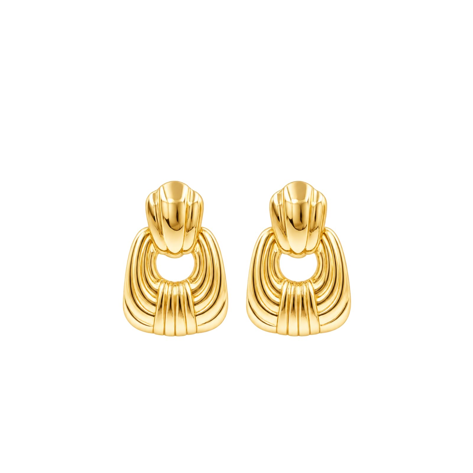 Gold Statement Stud Earrings for Women | Stylish Geometric Drop Earrings | Korean Fashion Golden Earrings | Western Trendy Earrings | Lightweight Gift for Women & Girls-picture-40
