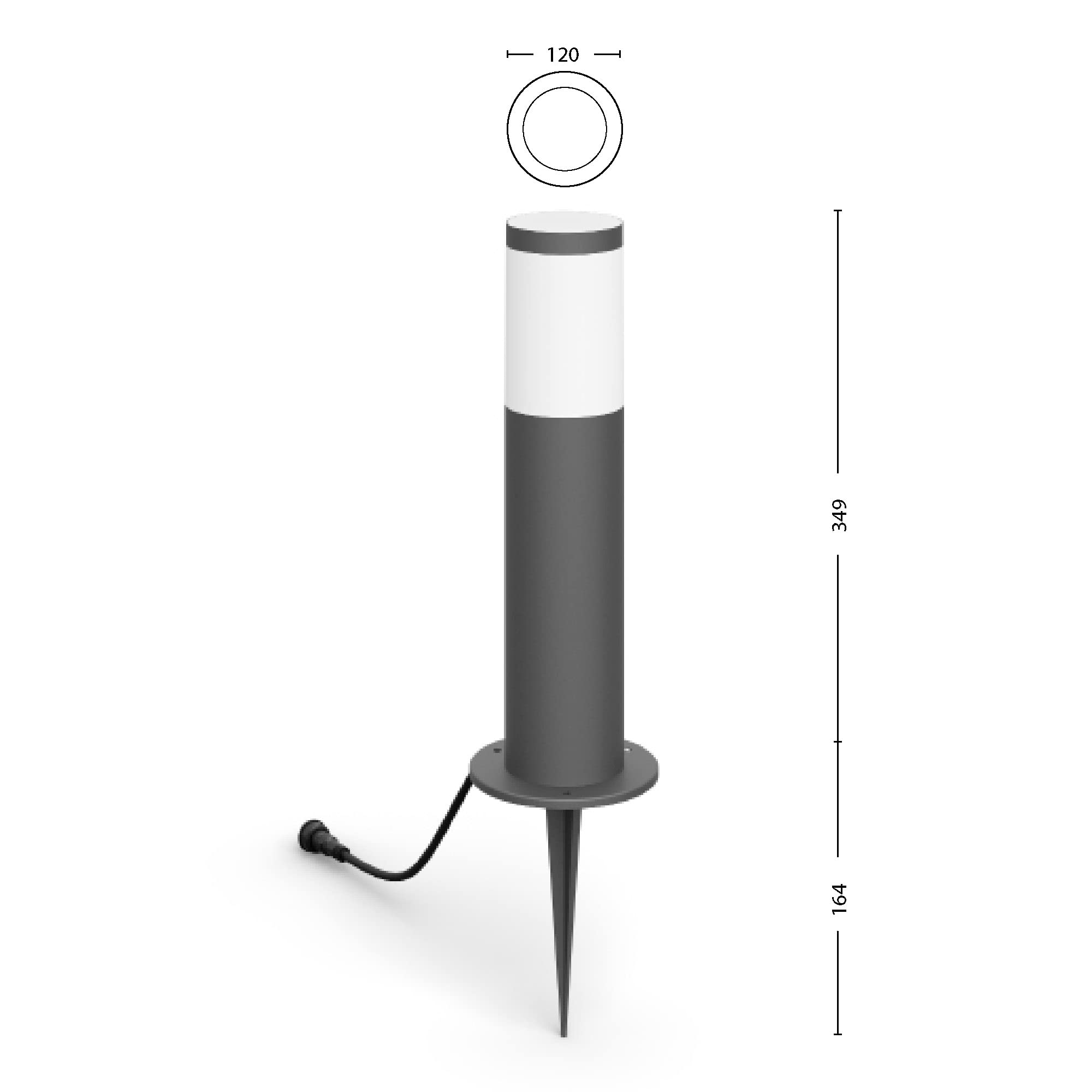 PHILIPS Utrecht Outdoor Sockelleuchte 1-er Starter Set (6 W), wetterfeste Niedervolt Außenleuchte mit warmweißem Licht, energiesparende LED Beleuchtung, anthrazit