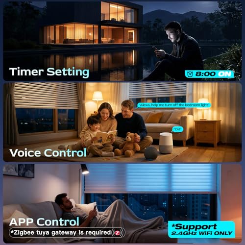 BSEED Smart ZigBee Rolladenschalter,Kompatibel mit Smart Life/Tuya APP, arbeitet mit Alexa und Google Home, intelligenter Jalousieschalter mit Touch Panel Weiß (Hub erforderlich)