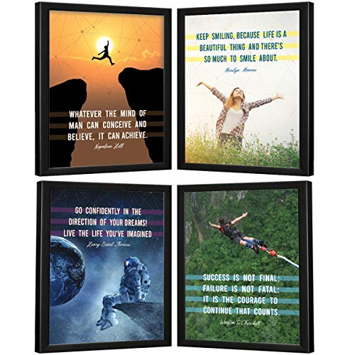 Image of Chaka Chaundh - Suitable Unique Motivational Quotes frames - Good Quotes wall frames - Framed posters - Photos with quotes - Posters with frame (34 cm x 27 cm x 4 cm) - Combo Set of 4 - Composite Wood