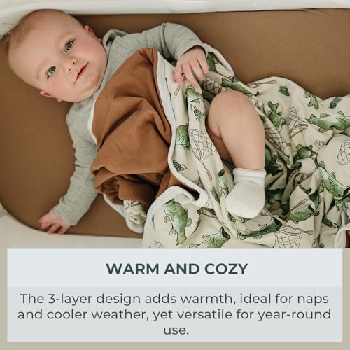 Image of Pobibaby Boy Blankets, Toddler Blanket, 50x50, Soft Cotton (Gone Fishing)