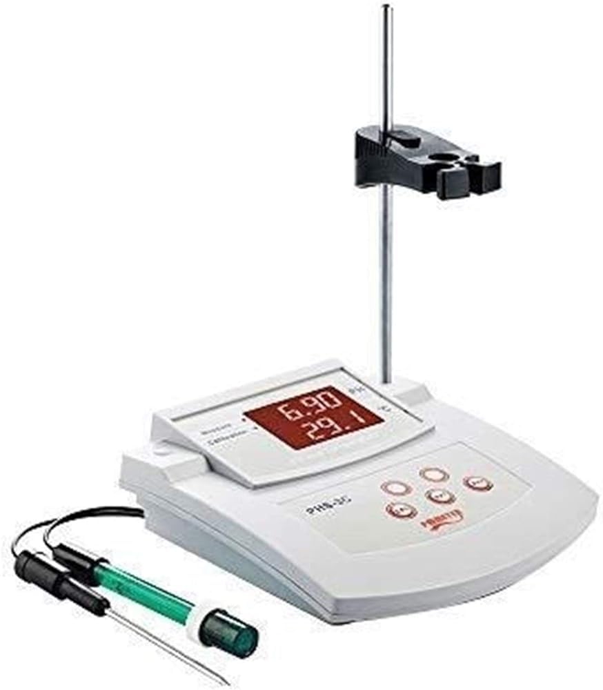 Medidor de pH de laboratorio de sobremesa, precisión de pH ± 0.01, 2 electrodos de PH/temperatura, calibración automática de 2 puntos, probador de pH digital de escritorio