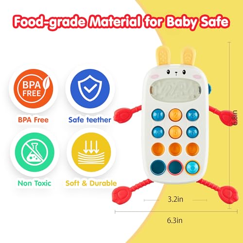 Image of Kidology Baby Bunny Phone Maze Sensory Montessori Toy, Pull String Teething Toy for Kids, Sensory Activity Travel Toys for Toddlers, Baby Fine Motor Skills Gift for 6-12-18 Months Babies, Multicolor