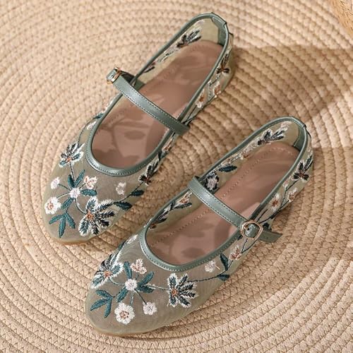 Hee grand Mesh Ballet Flats for Women Floral Embroidered Round Toe Ballerina Shoes Mary Jane Flats2