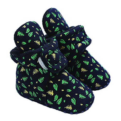 TMEOG Baby Girls Boots, Winter Toddler First Walkers Boots Printed Velcro Baby Boots Round Toe Flats Soft Cozy Shoes