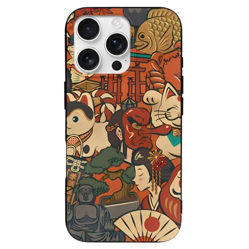 iPhone 16 Pro ケース カバー 和風 和柄 日本酒 福だるま 縁起物 だるま トによる絵画 と互換性のある 携帯ケース アイフォン iPhone 16 Pro ケース Case ワイヤレス充電対応 TPU 耐衝撃 人気