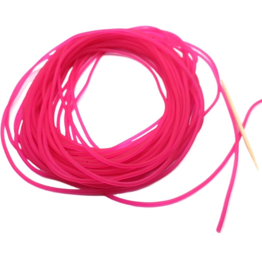 1 Corde De Pêche en Caoutchouc Solide Rose, Ligne en Caoutchouc Élastique Solide De 1,6 Mm, Ligne en Caoutchouc De 10 M for La Pêche