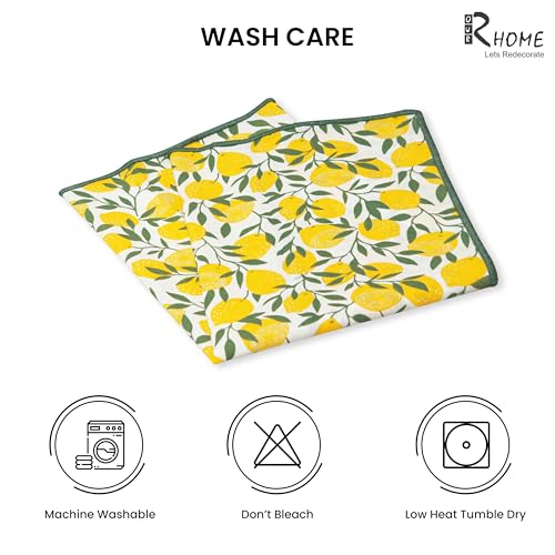 Image of R home Lemon Printed Cotton Table Napkins Set of 6 (40x40 cm / 16x16 Inches) Reusable & Machine Washable Cloth Napkins for Dining Table, Dinner, Parties & Cocktail Use