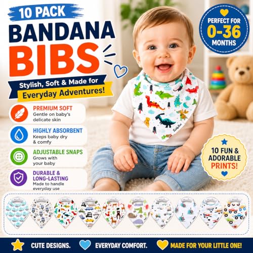 Image of KiddyStar Premium Organic Cotton Bibs for Drooling & Teething Babies