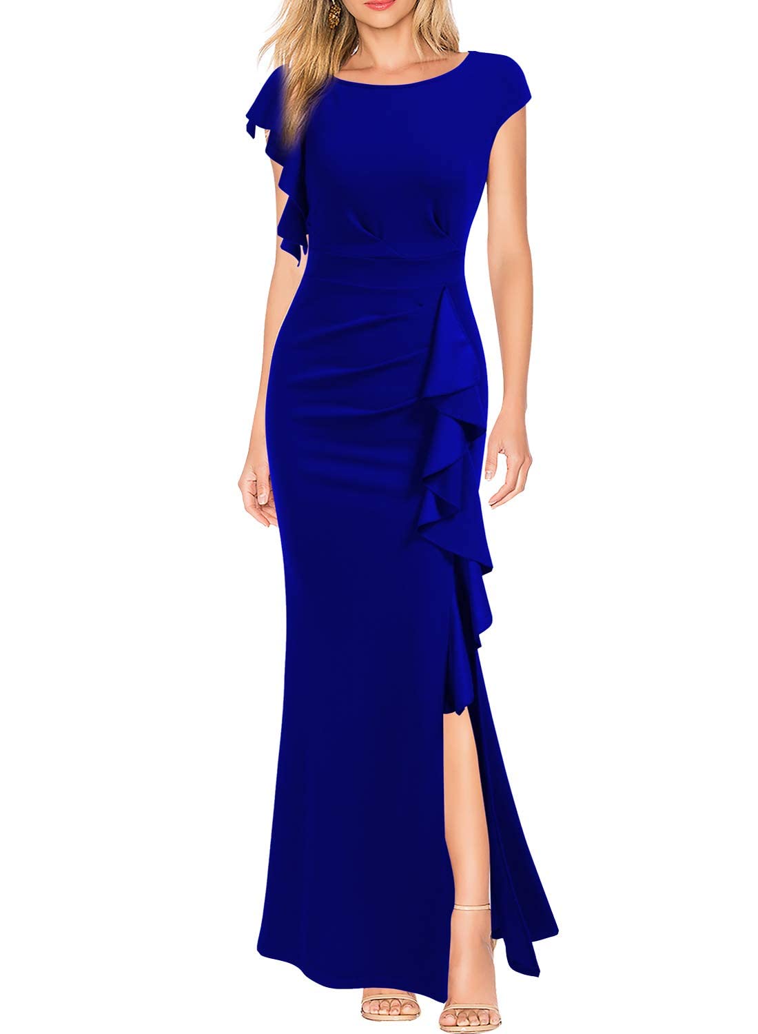 Elegante vestido largo ajustado de sirena para mujer, diseño elegante con abertura, ideal para bodas, banquetes, fiestas, citas