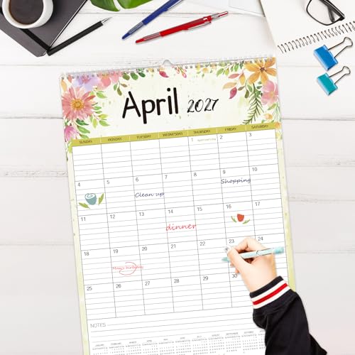 Image of GuassLee Large Wall Calendar 2026-2027,19-Month Vertical Wall Calendar Runs from Jun. 2026 to Dec. 2027, 22 inchx15 inch Hanging Monthly Planner with Thick Paper Watercolor Design for Easy Organizing