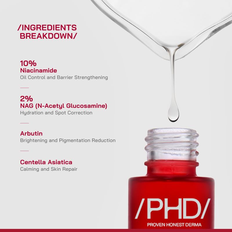 Image of /PHD / 10% Niacinamide Spot Correcting Serum | Niacinamide for Oily Skin, Acne Scars & Enlarged Pores | Face Serum for Acne-Prone Skin with 2% NAG | Fades Marks, Controls Oil I 90ml