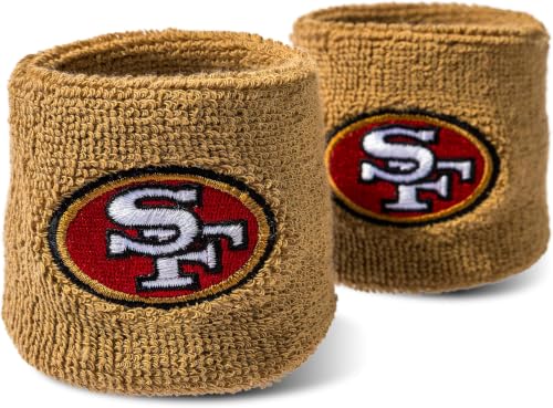 Image of NFL San Francisco 49ers Franklin Sports San Fracisco 49ers Embroidered Wristbandsnfl Embroidered Wristbands, Gold, One Size Fits Most (Pack of 6)