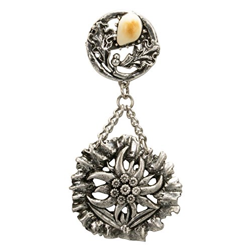 Preisvergleich Produktbild Alpenflüstern Trachten-Brosche hängendes Edelweiß antik-Silber-Farben API057