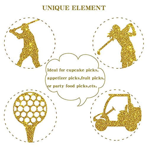 Gold Glitter Golf Cupcake Toppers - Golf Themed Cupcake Decorations - Baby Shower, Birthday Or Retirement Party Cupcake Decorations （24 Pcs） #TOP2