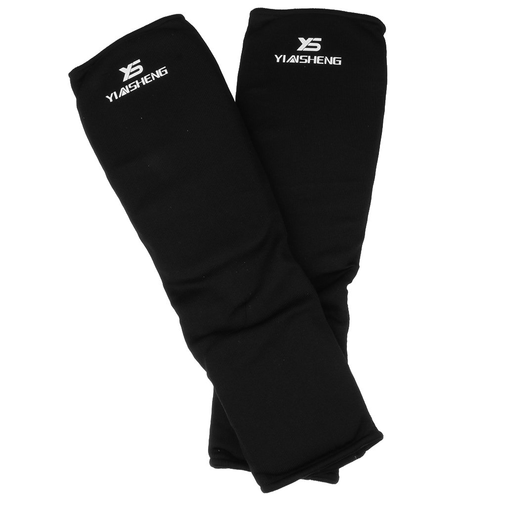 Taekwondo Karate MMA Shin Foot Protector Leg Foot Guard Cloth Pad S Nero