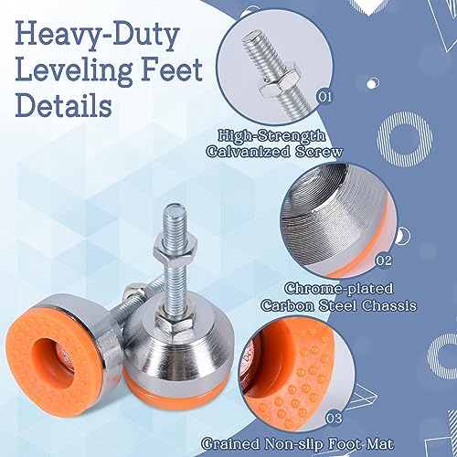 Tycoonest 4 PCS M8xThread 50xBase 40 Leveling Feet Adjustable Carbon Steel Machine Feet Heavy Duty Furniture Leveler for Furniture,Table - Image 3