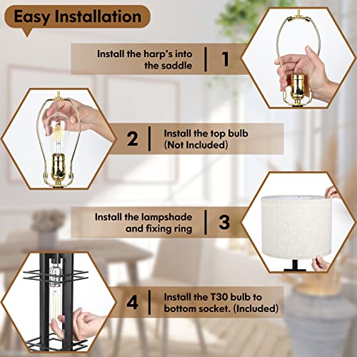 Set Of 2 Farmhouse Table Lamps With Usb Ports, 27.5" Tall 2-Lights Reading Lamp, Bedside Nightstand Lamp With Cream Fabric Shade, Industrial Desk Lamp For Bedroom Living Room Office, 2 Bulbs Included #TOP7
