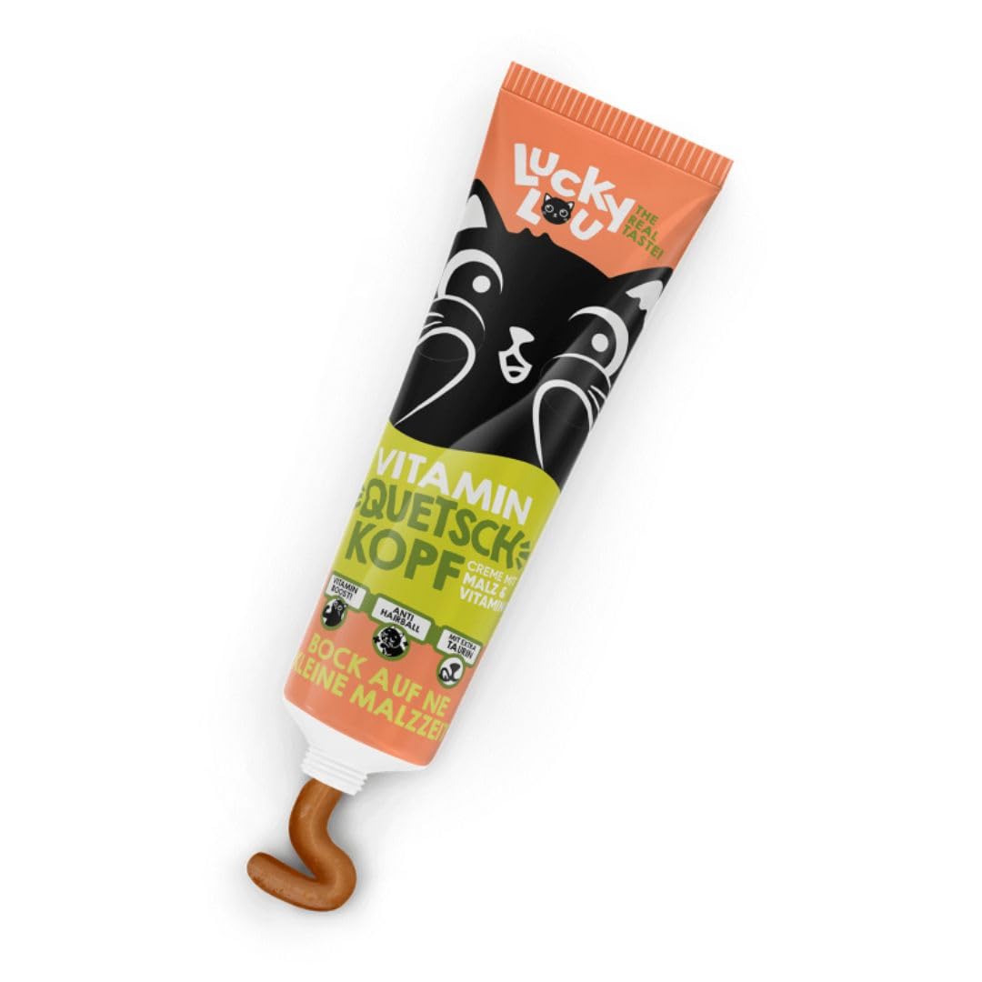 ANIMALUJOS Malta en Tubo para Gatos Lucky Lou, 100 g, Vitamínica y Antibolitas de Pelo, Fácil de Usar para Gatos de Todas Las Edades - Lucky LOU