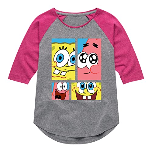 HYBRID APPAREL - Spongebob Squarepants - Character Grid - Girls Shirt Tail Raglan