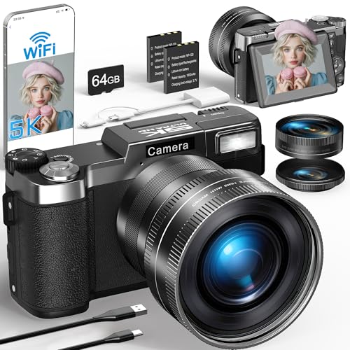 FLATIC 5K Digital Camera with WiFi, Cameras for...