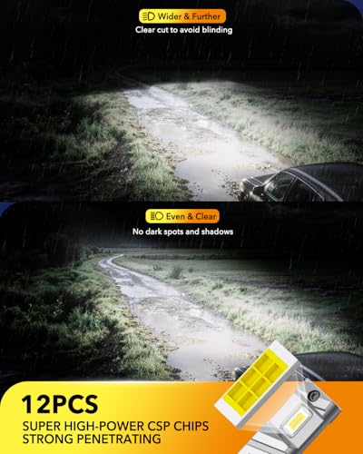 Image of OXILAM Brightest H11 Led Bulbs, 56,000LM H11 /H8 /H9 Lights, 11X Brighter with 12 CSP Chips 80W, Boost Epic Night Visibility, 60000Hrs Lifespan, 6500K Cool White Fog Bulb, Pack of 2