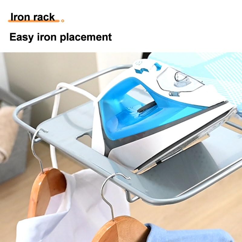 Tabla de Planchar Plegable, Tablas de Planchar con Soporte for Plancha, Altura Ajustable, Fácil Almacenamiento con Área for Guardar Ropa