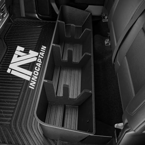 InnoCaptain Black Rear Underseat Storage Custom Fit 2019-2026 Chevrolet Silverado and GMC Sierra 1500 2500 3500 HD Crew Cab Heavy Duty Rear Under Back Seat Box Organizer Anti Slip