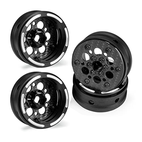 Customized Supportting 4Pcs Carbon Fiber 12mm Hex Hub 1.9 Beadlock Wheels Rims for 1/10 RC Crawler Car Axial SCX10 TRX6 Gen8 Gelande TRX4 Upgrades(4)
