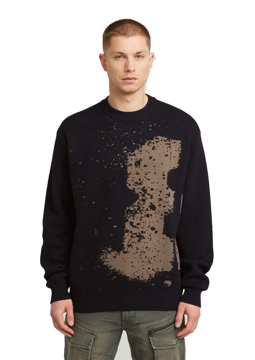 G-STAR 8719965012981 Sprayed 89 g Relaxed R Knit, Black (Dk Black D27772-d488-6484), S