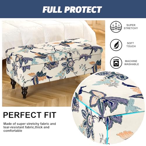 Image of FUANGUI Ottoman Cover Stretch Storage Ottoman Bench Slipcover Jacquard Folding Storage Bench Ottoman Cover Footrest Stool Slipcover Footstool Protector Cover with Elastic Bottom Fit Length,Medium